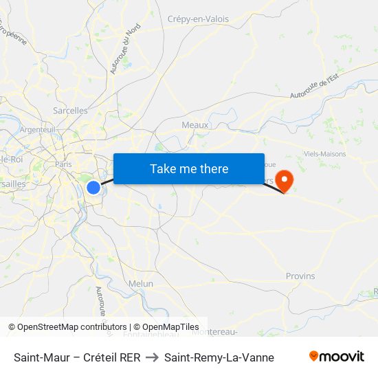 Saint-Maur – Créteil RER to Saint-Remy-La-Vanne map