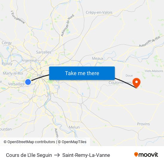 Cours de L'Ile Seguin to Saint-Remy-La-Vanne map