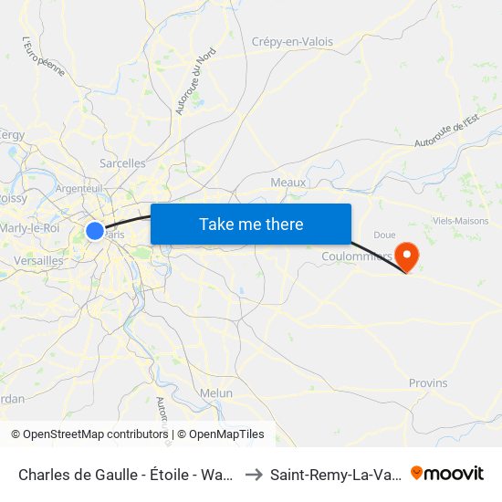 Charles de Gaulle - Étoile - Wagram to Saint-Remy-La-Vanne map