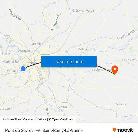 Pont de Sèvres to Saint-Remy-La-Vanne map