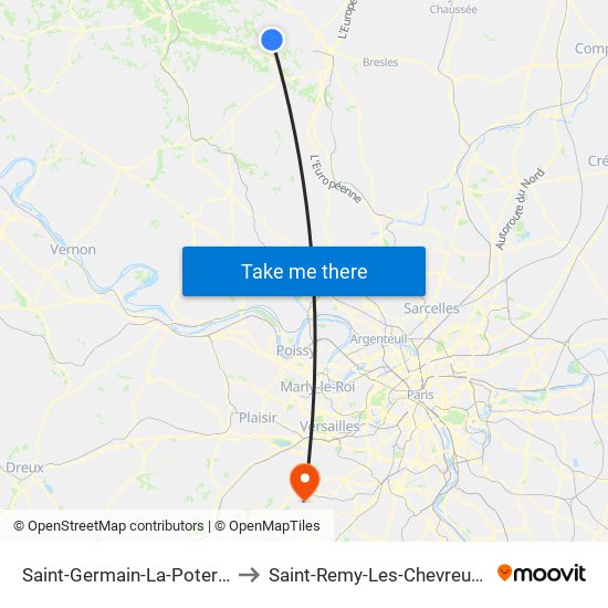 Saint-Germain-La-Poterie to Saint-Remy-Les-Chevreuse map