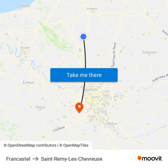 Francastel to Saint-Remy-Les-Chevreuse map