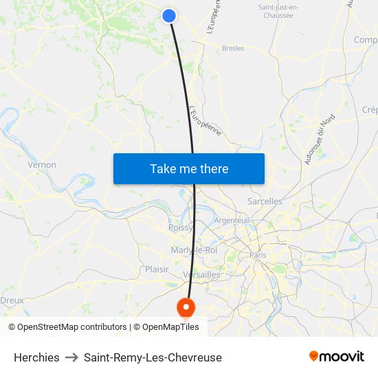 Herchies to Saint-Remy-Les-Chevreuse map