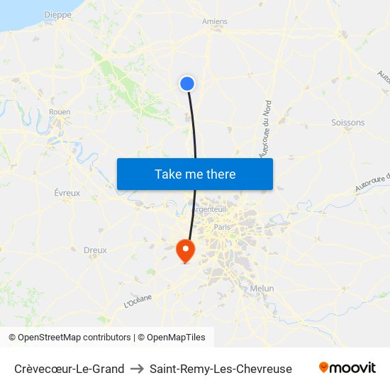 Crèvecœur-Le-Grand to Saint-Remy-Les-Chevreuse map