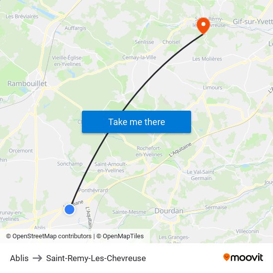 Ablis to Saint-Remy-Les-Chevreuse map