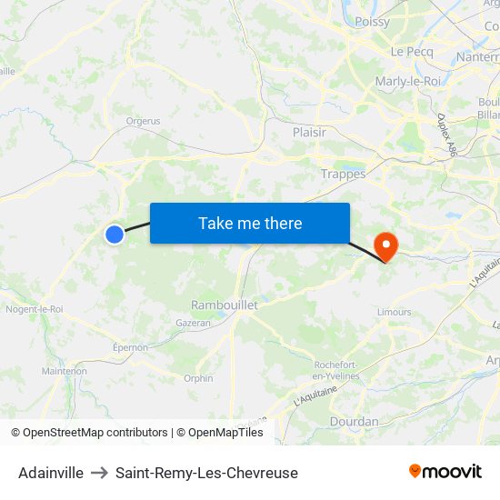 Adainville to Saint-Remy-Les-Chevreuse map