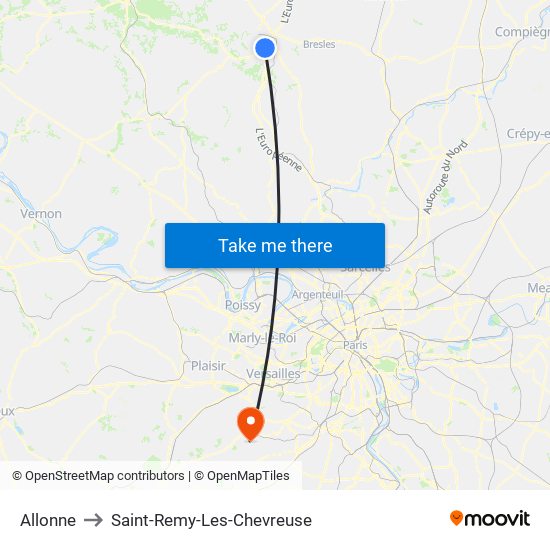 Allonne to Saint-Remy-Les-Chevreuse map