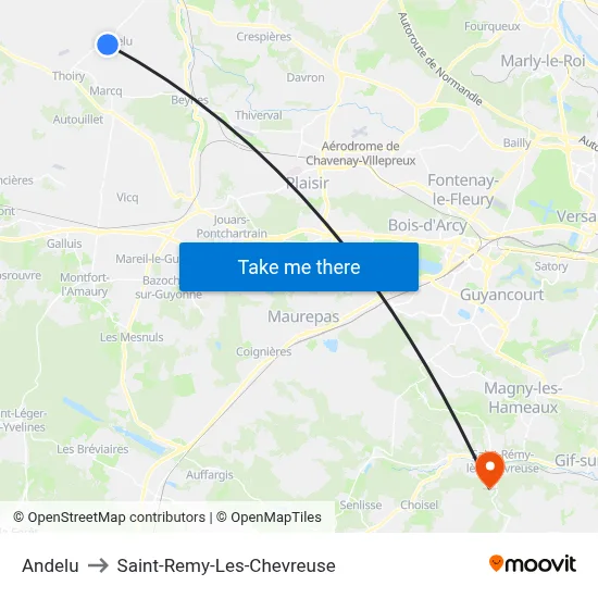 Andelu to Saint-Remy-Les-Chevreuse map