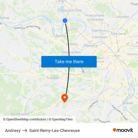 Andresy to Saint-Remy-Les-Chevreuse map