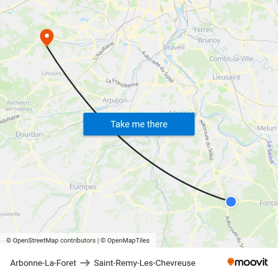 Arbonne-La-Foret to Saint-Remy-Les-Chevreuse map