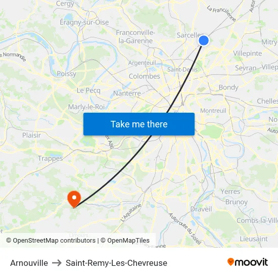 Arnouville to Saint-Remy-Les-Chevreuse map