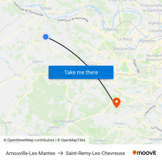 Arnouville-Les-Mantes to Saint-Remy-Les-Chevreuse map