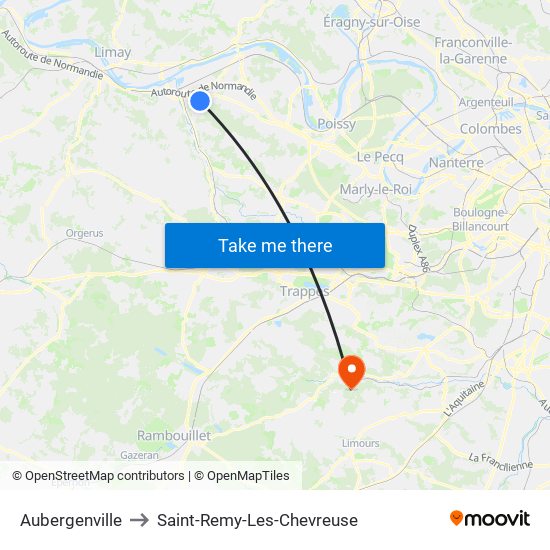 Aubergenville to Saint-Remy-Les-Chevreuse map