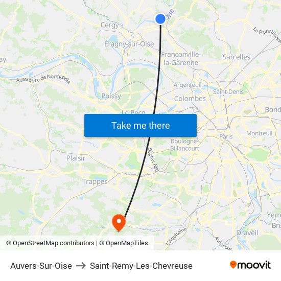 Auvers-Sur-Oise to Saint-Remy-Les-Chevreuse map