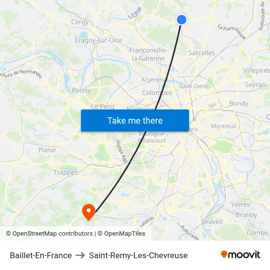 Baillet-En-France to Saint-Remy-Les-Chevreuse map