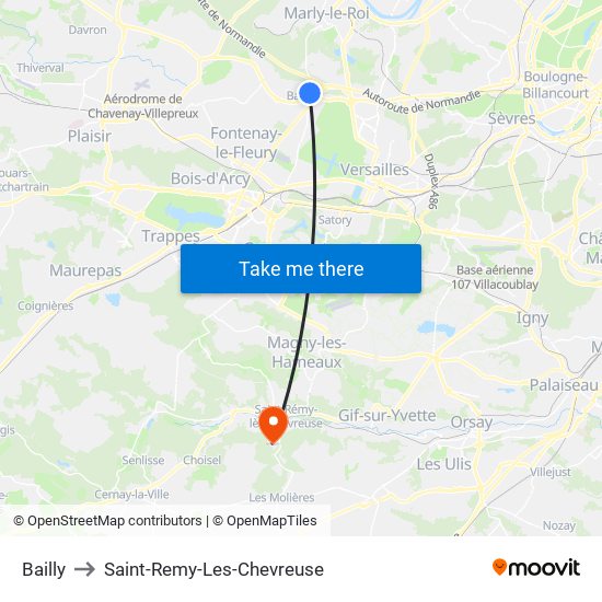 Bailly to Saint-Remy-Les-Chevreuse map