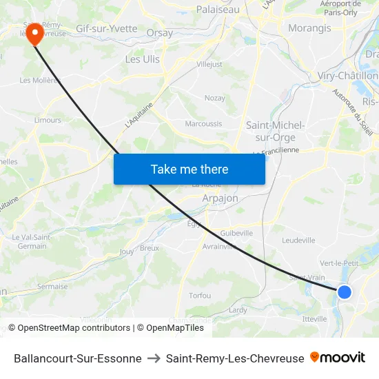 Ballancourt-Sur-Essonne to Saint-Remy-Les-Chevreuse map