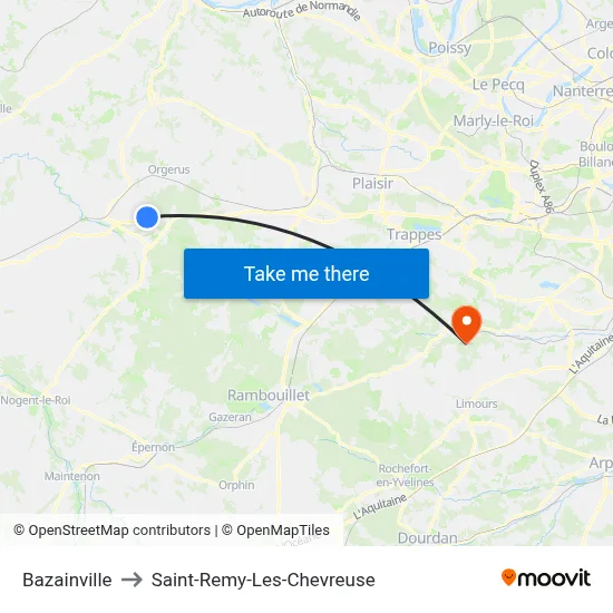 Bazainville to Saint-Remy-Les-Chevreuse map