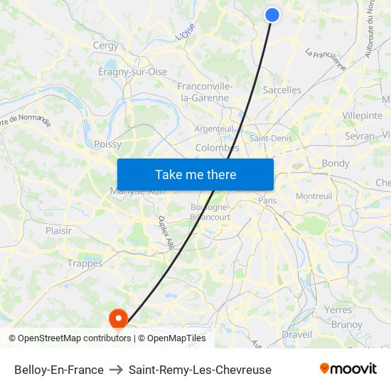 Belloy-En-France to Saint-Remy-Les-Chevreuse map