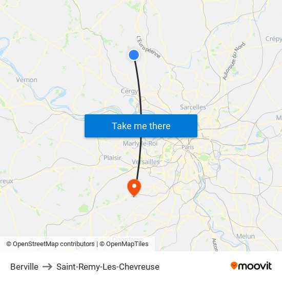 Berville to Saint-Remy-Les-Chevreuse map