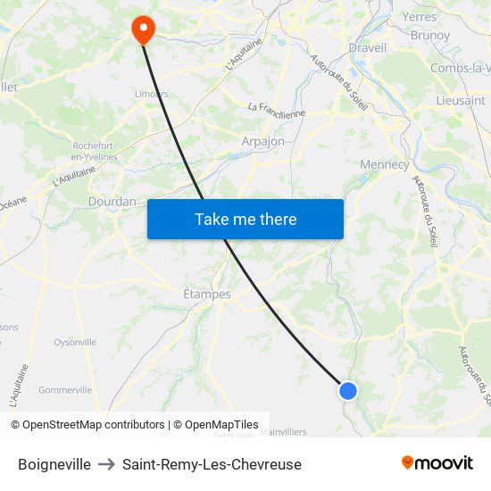 Boigneville to Saint-Remy-Les-Chevreuse map