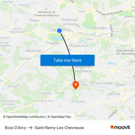Bois-D'Arcy to Saint-Remy-Les-Chevreuse map