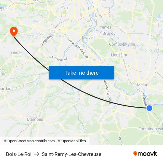 Bois-Le-Roi to Saint-Remy-Les-Chevreuse map