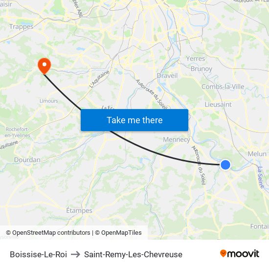 Boissise-Le-Roi to Saint-Remy-Les-Chevreuse map