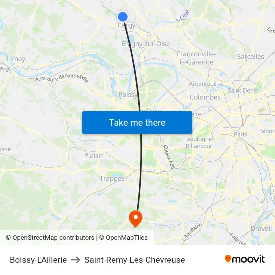 Boissy-L'Aillerie to Saint-Remy-Les-Chevreuse map