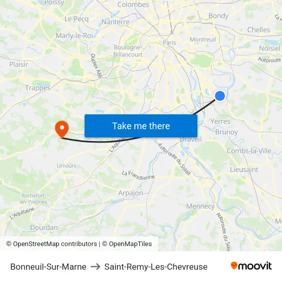 Bonneuil-Sur-Marne to Saint-Remy-Les-Chevreuse map