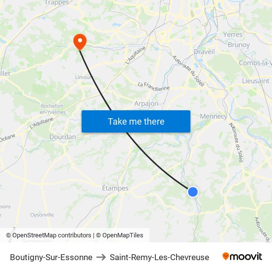 Boutigny-Sur-Essonne to Saint-Remy-Les-Chevreuse map
