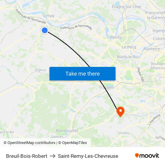 Breuil-Bois-Robert to Saint-Remy-Les-Chevreuse map