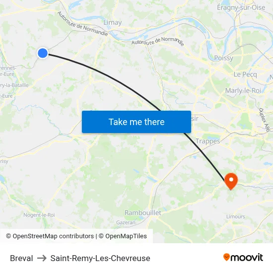 Breval to Saint-Remy-Les-Chevreuse map