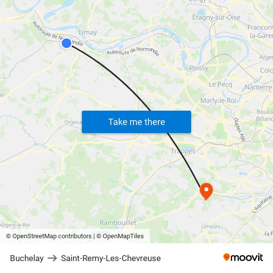 Buchelay to Saint-Remy-Les-Chevreuse map