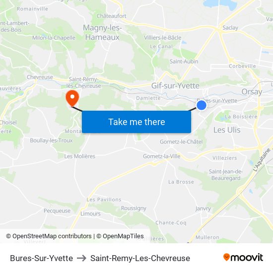 Bures-Sur-Yvette to Saint-Remy-Les-Chevreuse map