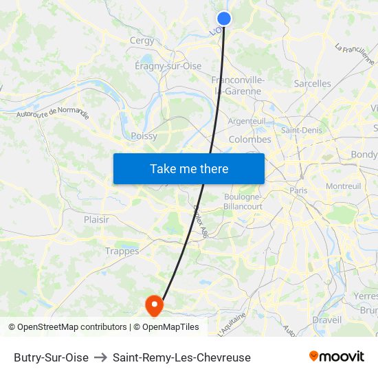 Butry-Sur-Oise to Saint-Remy-Les-Chevreuse map