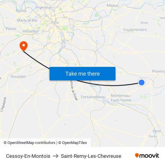 Cessoy-En-Montois to Saint-Remy-Les-Chevreuse map