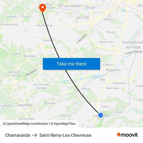 Chamarande to Saint-Remy-Les-Chevreuse map