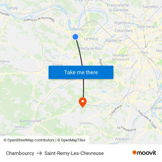 Chambourcy to Saint-Remy-Les-Chevreuse map