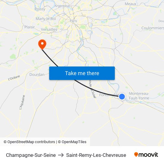Champagne-Sur-Seine to Saint-Remy-Les-Chevreuse map