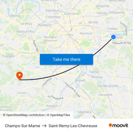 Champs-Sur-Marne to Saint-Remy-Les-Chevreuse map