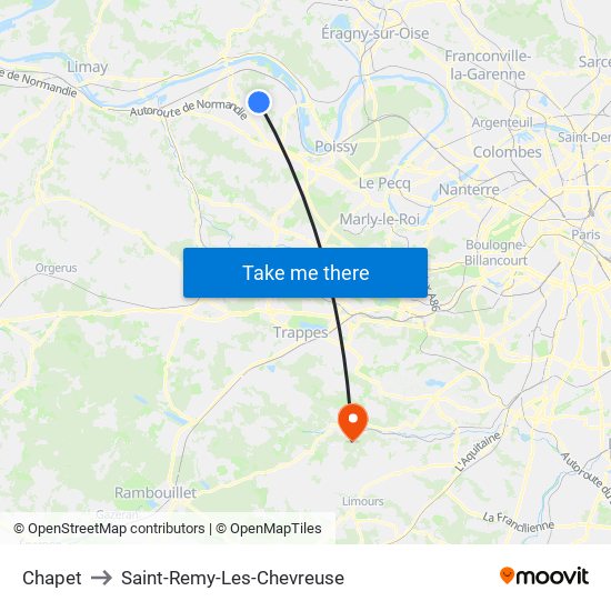 Chapet to Saint-Remy-Les-Chevreuse map