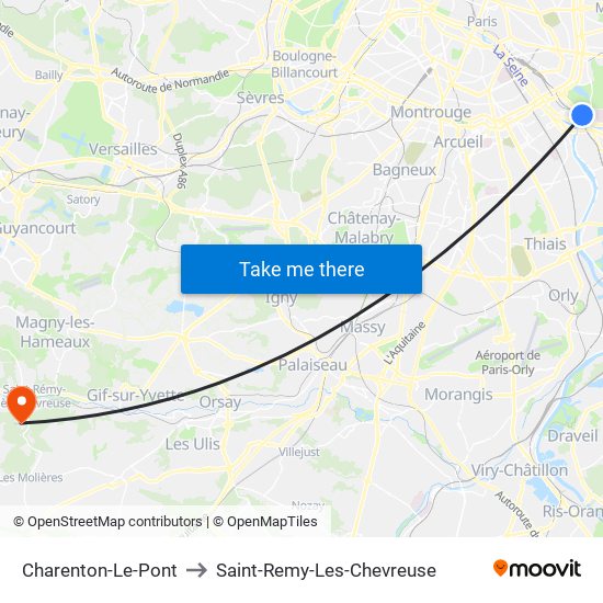Charenton-Le-Pont to Saint-Remy-Les-Chevreuse map