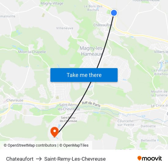Chateaufort to Saint-Remy-Les-Chevreuse map