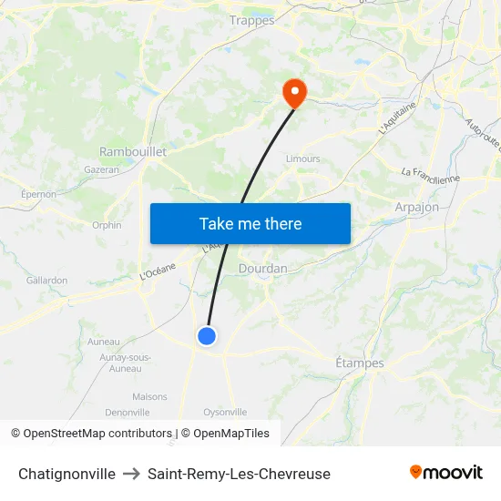Chatignonville to Saint-Remy-Les-Chevreuse map