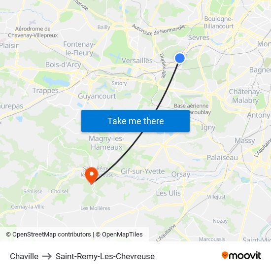 Chaville to Saint-Remy-Les-Chevreuse map
