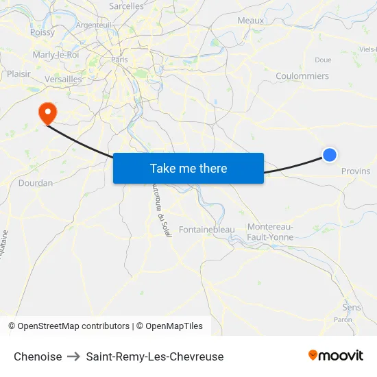 Chenoise to Saint-Remy-Les-Chevreuse map