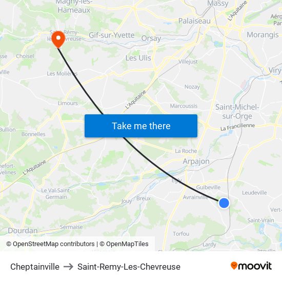 Cheptainville to Saint-Remy-Les-Chevreuse map