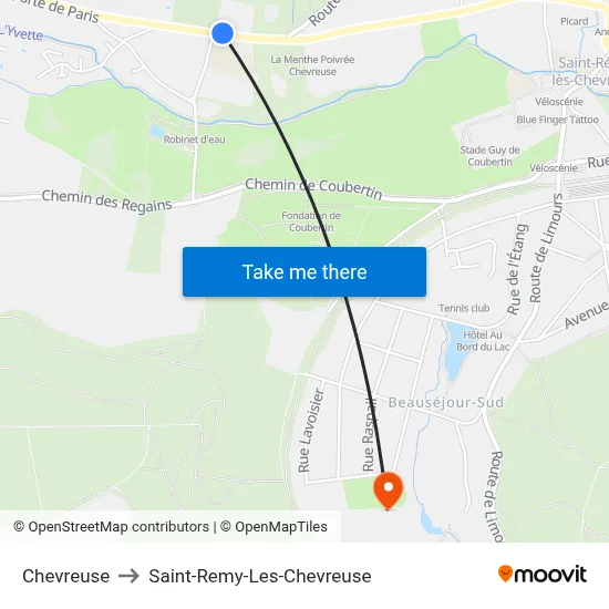 Chevreuse to Saint-Remy-Les-Chevreuse map