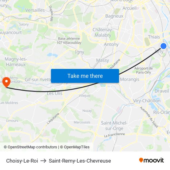 Choisy-Le-Roi to Saint-Remy-Les-Chevreuse map